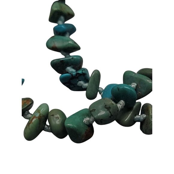 SK925 Turquoise Chip Necklace 80" Flapper Style Chunks Hand Knotted Thailand - Picture 14 of 15